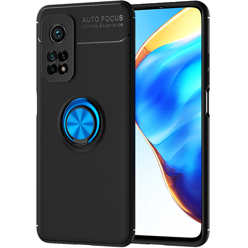 

TPU чохол Deen ColorRing під магнітний тримач (opp) для Xiaomi Mi 10T (Чорний / Синій) 1091635
