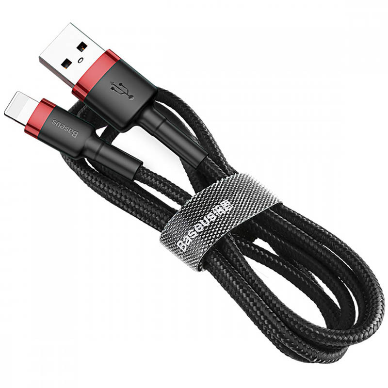 Дата кабель Baseus Cafule Lightning Cable 2.4A (1m) (CALKLF-B) (Червоний / Чорний) в магазині vchehle.ua