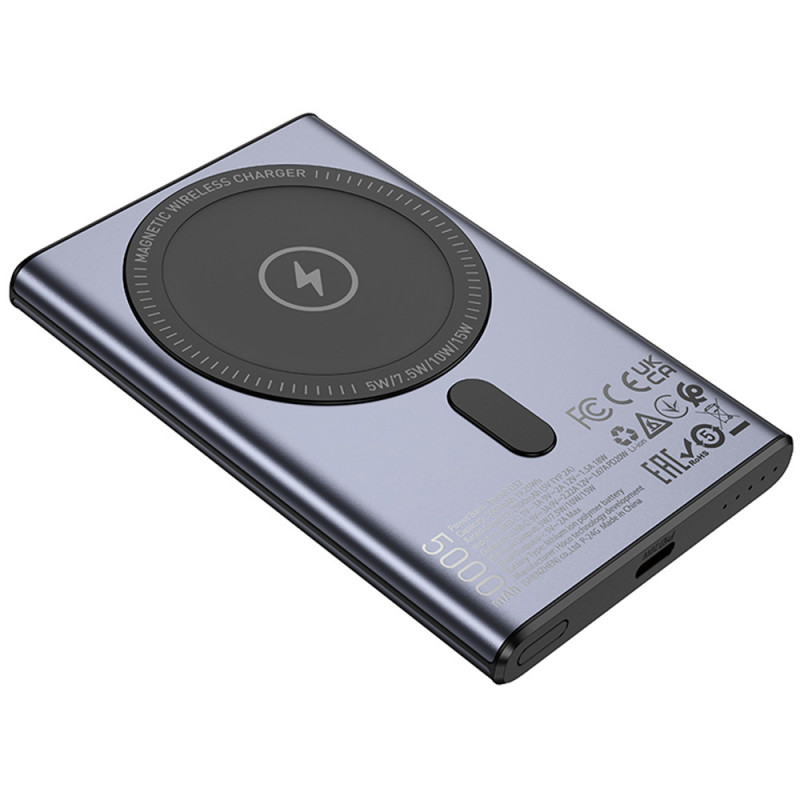 Фото Портативное ЗУ Power Bank Hoco Q32 Bird PD20W с БЗУ 5000 mAh (Metal gray) в магазине vchehle.ua