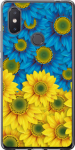 Чехол Жёлто-голубые цветы для Xiaomi Mi8 SE