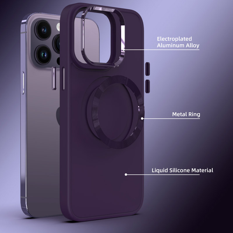 Фото TPU чехол Bonbon Metal Style with Magnetic safe для Apple iPhone 14 Pro Max (6.7") (Фиолетовый / Dark Purple) на vchehle.ua