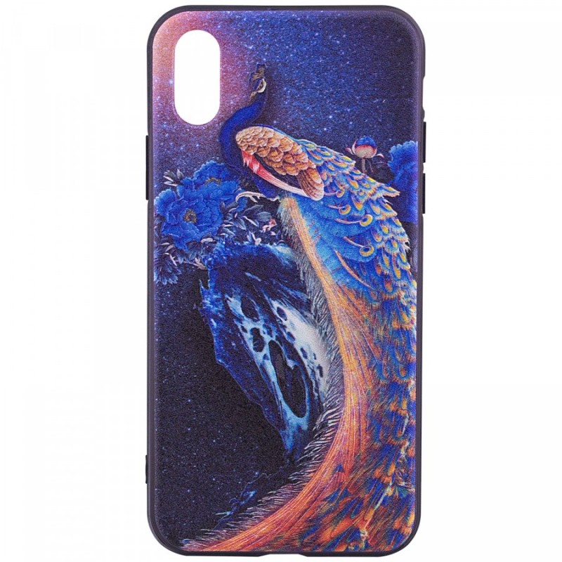 

TPU+PC чехол YCT тиснение для iPhone XS (5.8") (Синий павлин) 544044