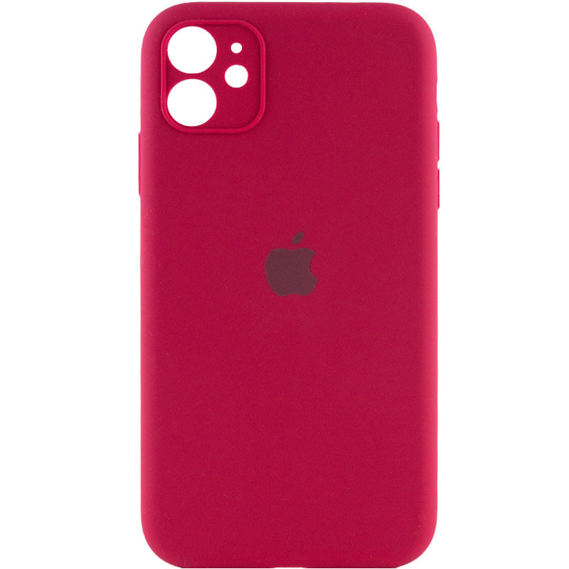 Чехол Silicone Case Full Camera Protective (AA) для Apple iPhone 12 (6.1") (Красный / Rose Red)