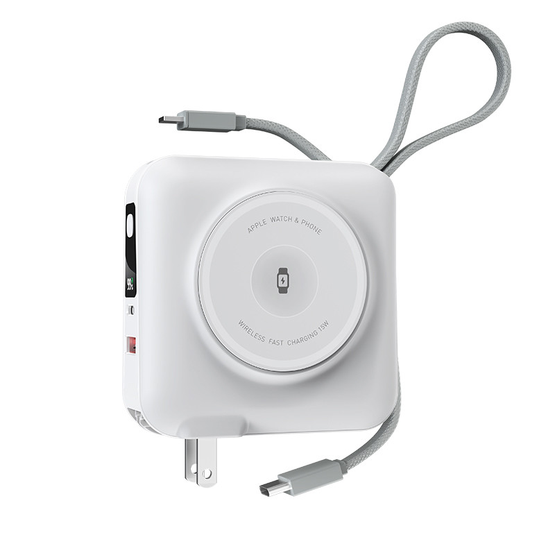 Фото Портативний ЗП Power Bank WIWU Wi-P051 6 in 1 PD45W з БЗП+iWatch 15000 mAh (White) в маназині vchehle.ua