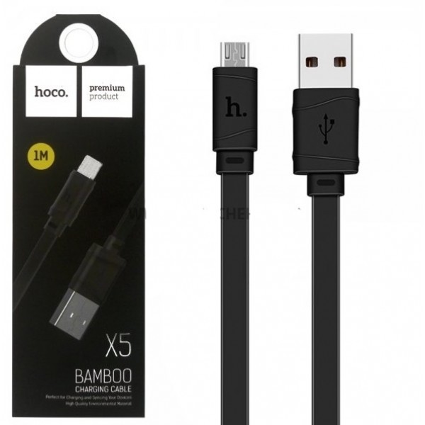 Фото Дата кабель Hoco X5 Bamboo USB to MicroUSB (100см) (Чорний) на vchehle.ua