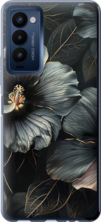 Чехол Черные цветы для Tecno Camon 18 CH6n
