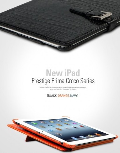 Кожаный чехол  Zenus Prestige Prima Croco Series для New iPad 3 / iPad 2