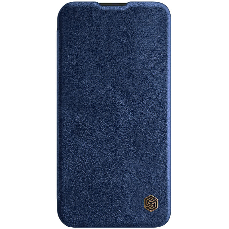 Кожаный чехол (книжка) Nillkin Qin Pro Camshield для Apple iPhone 14 Pro (6.1") (Синий)