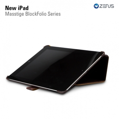 Кожаный чехол (Черный шоколад) Zenus Masstige Block Folio Series для New iPad 3 / iPad 2