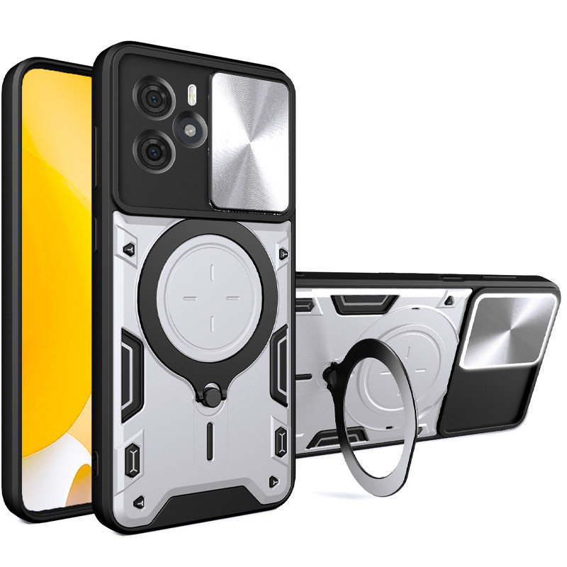 Ударопрочный чехол Bracket case with Magnetic для Xiaomi Redmi Note 14 5G (Silver)