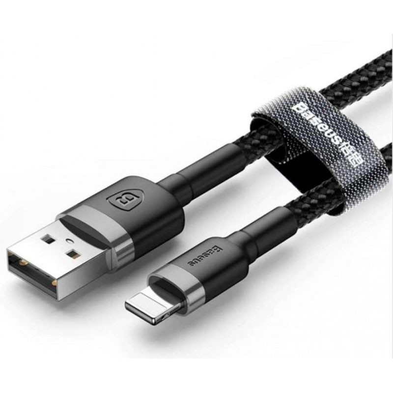 Фото Дата кабель Baseus Cafule Lightning Cable 2.4A (1m) (CALKLF-B) (Сірий / Чорний) на vchehle.ua