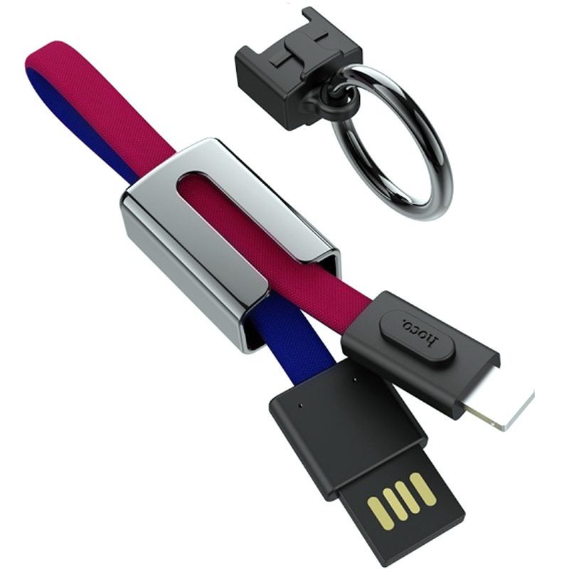 Фото Дата кабель Hoco U36 Mascot USB to Lightning (2.1A) (20см) (Красный / Синий) на vchehle.ua