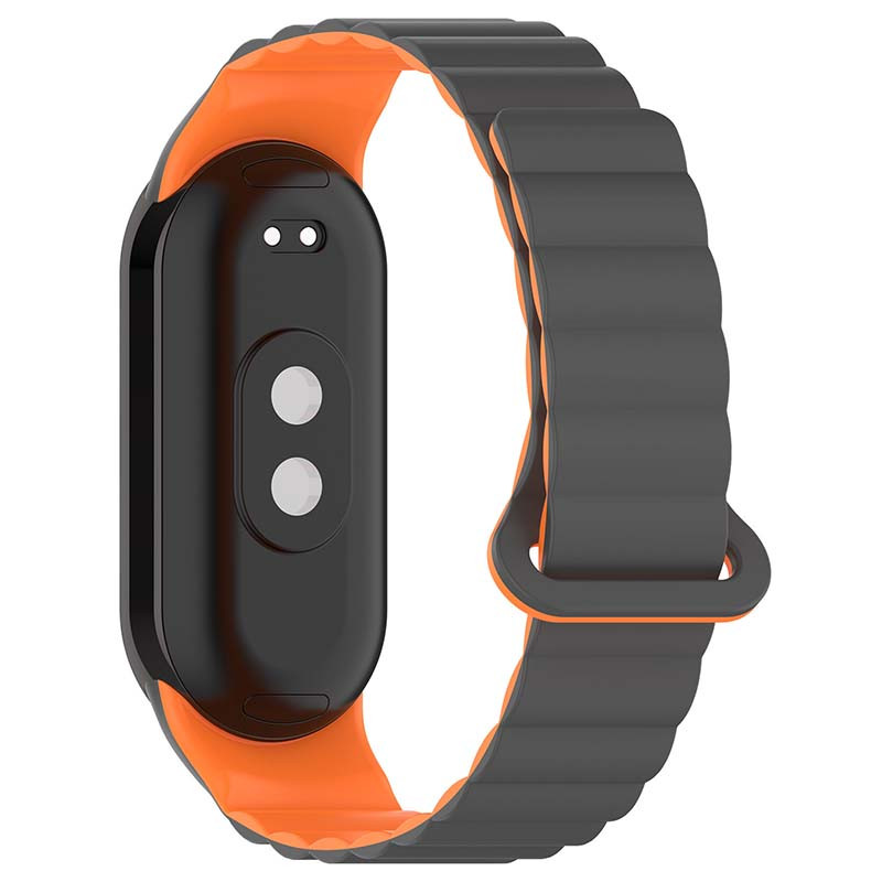 Фото Ремешок Dual-color Magnetic для Xiaomi Mi Band 9/8 (Gray / Orange) на vchehle.ua