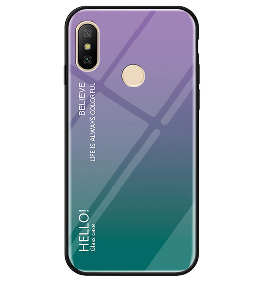 

TPU+Glass чехол Gradient HELLO для Xiaomi Redmi 6 Pro (Фиолетовый) 661744
