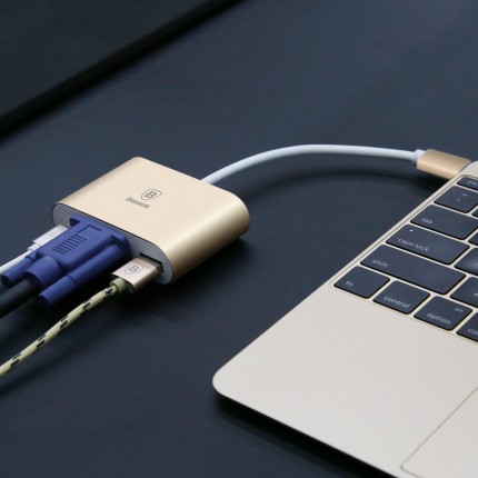 Фото Переходник Baseus Sharp Series (Type-C To VGA + USB 3.0 Adapter) (Золотой) в магазине vchehle.ua