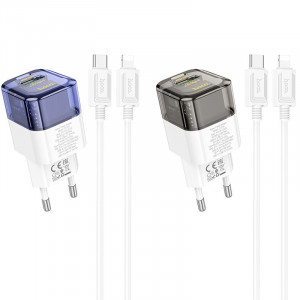 МЗП Hoco C131A Platium PD30W+QC3.0 (1USB-A/1C) + кабель Type-C to Lightning