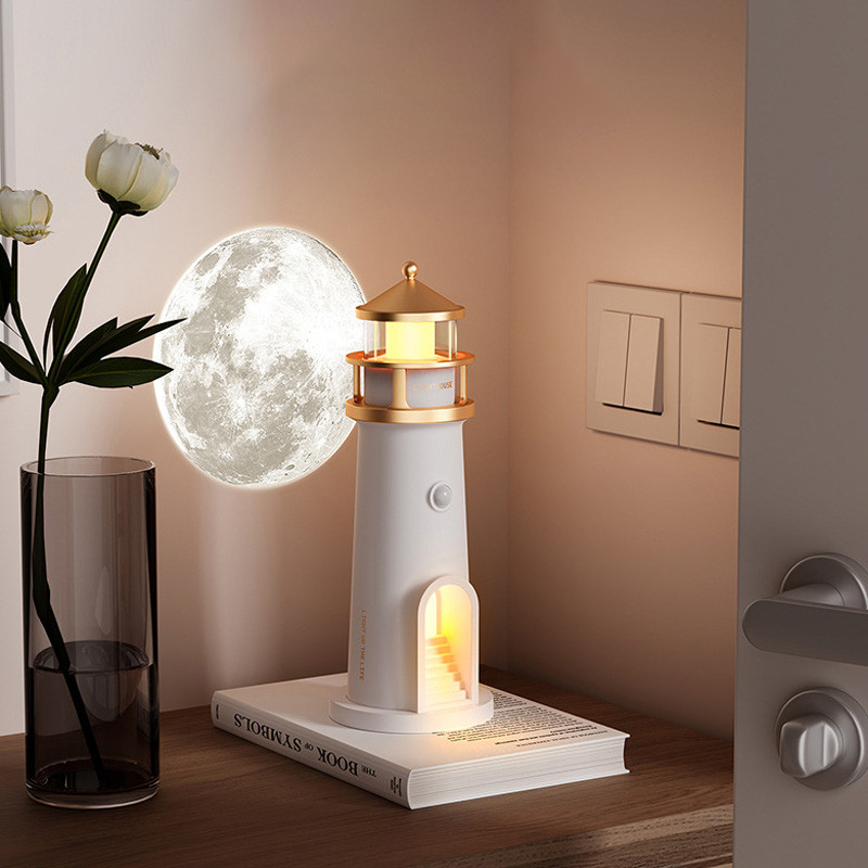Фото Проектор-нічник A08 Lighthouse 2in1 + Bluetooth колонка (White) на vchehle.ua