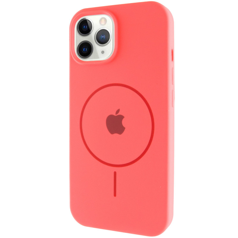 Чехол Silicone Case Full Protective (AA) with Magnetic Safe для Apple iPhone 11 Pro Max (6.5") (Арбузный / Watermelon red)