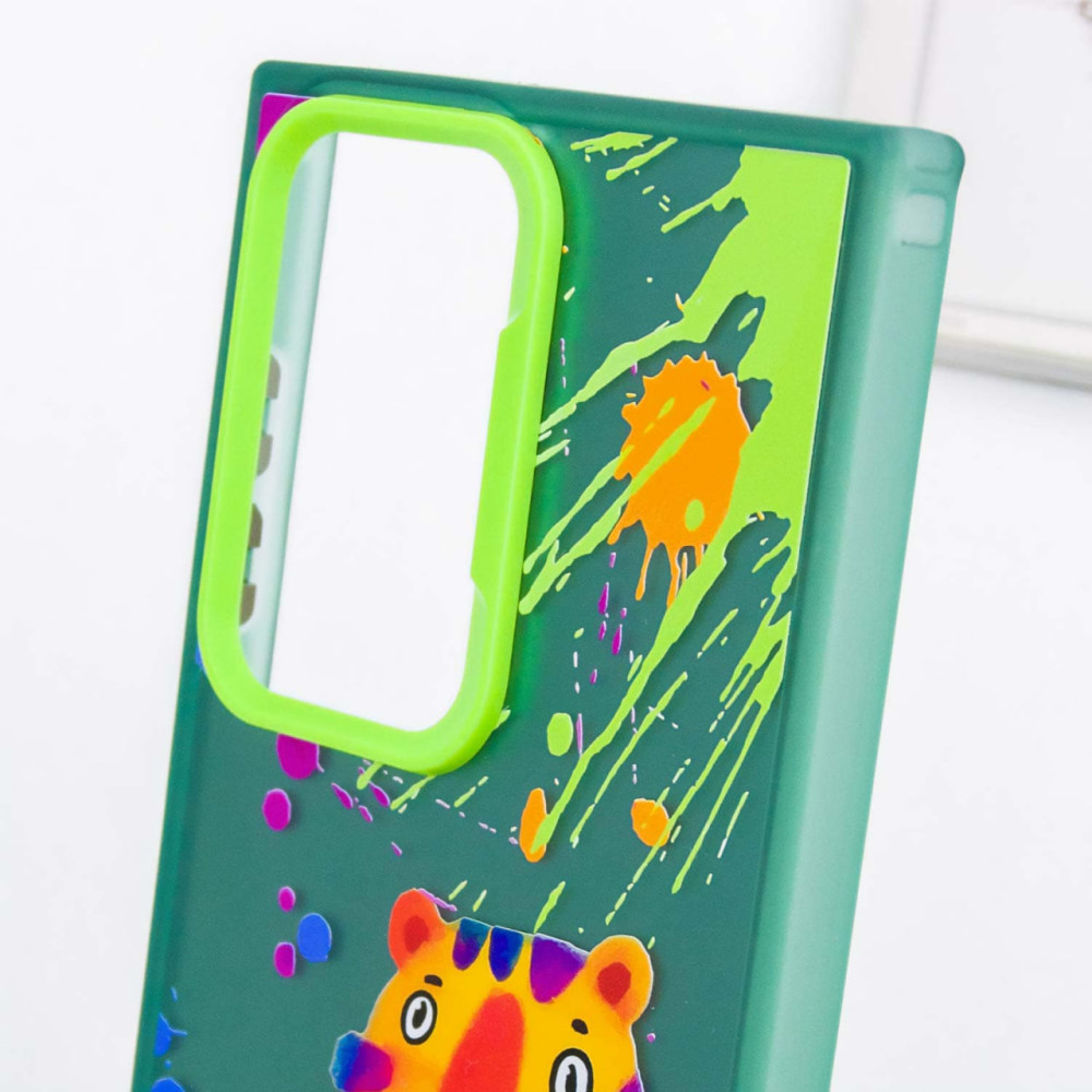 Купити TPU+PC чохол TakiTaki Graffiti magic glow на Samsung Galaxy S23 Ultra (Shocked tiger / Green) на vchehle.ua