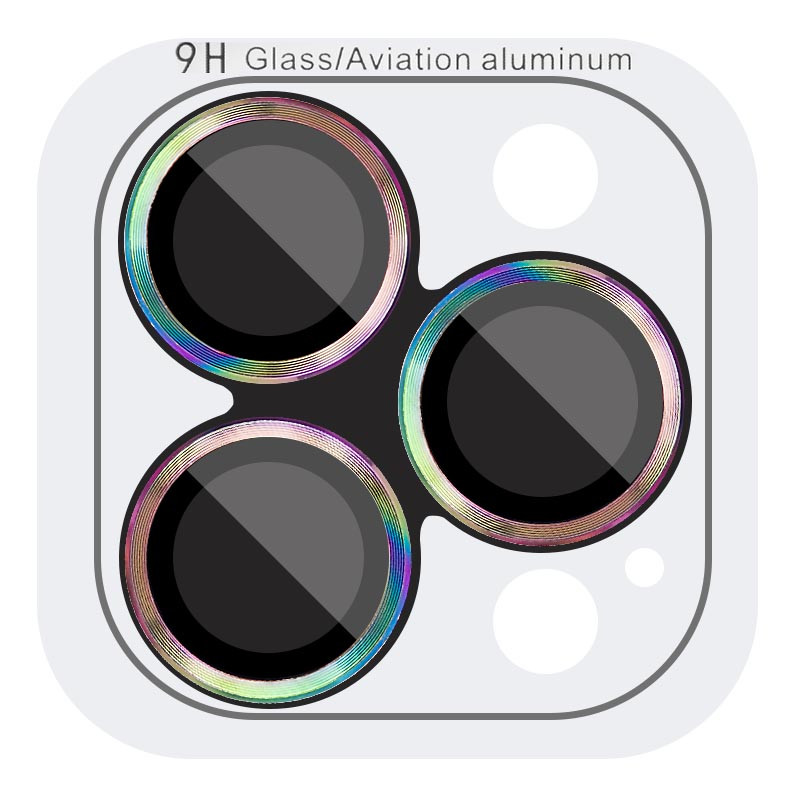 Захисне скло Metal Classic на камеру (в упак.) на Apple iPhone 12 Pro Max (Бузковий / Rainbow)
