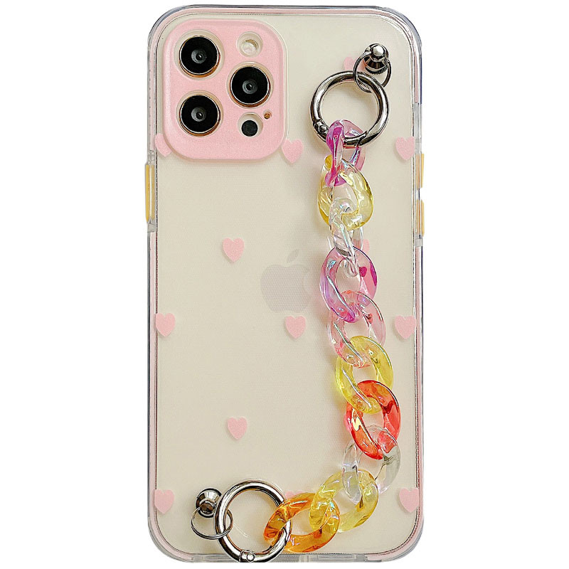 

TPU + PC чохол Colorspot з ремінцем-ланцюгом на Apple iPhone 12 Pro (6.1") (Pink hearts) 1186941