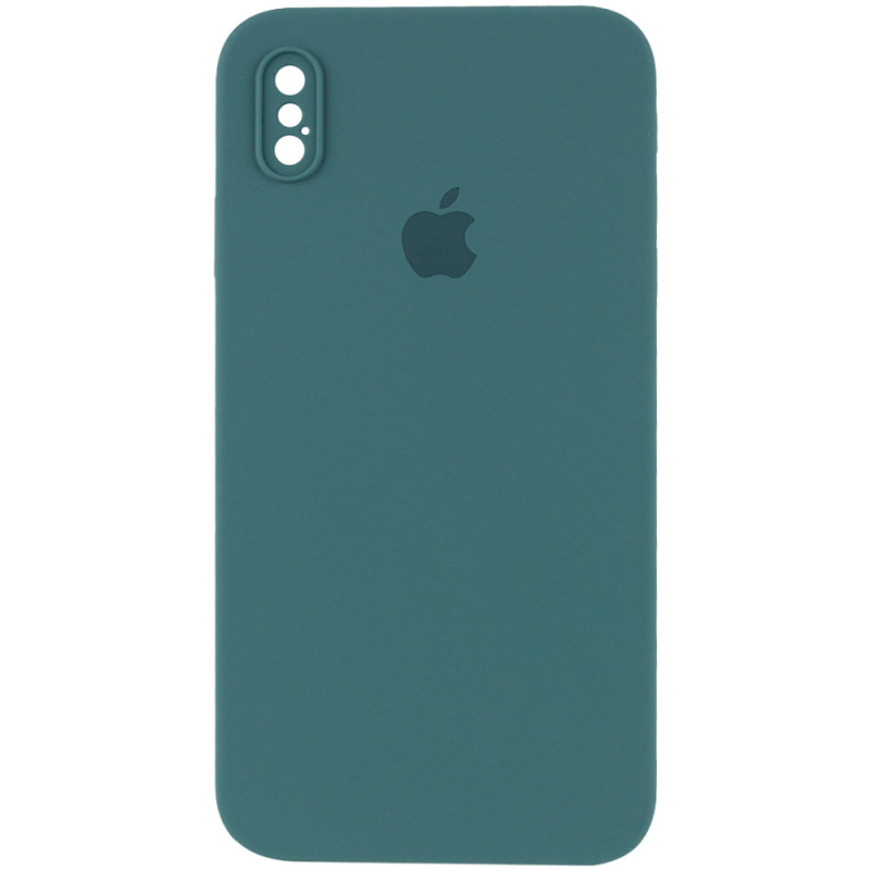 Чохол Silicone Case Square Full Camera Protective (AA) на Apple iPhone XS / X (5.8") (Зелений / Pine green)