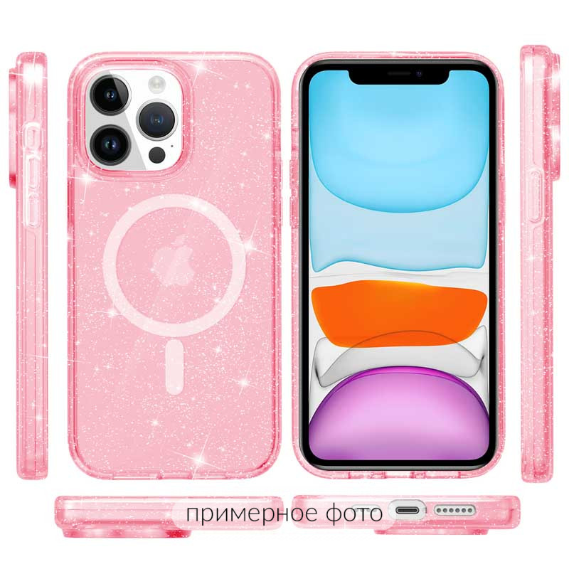 Фото Чохол TPU Galaxy Sparkle (MagFit) на Apple iPhone 16 Pro (6.3") (Pink+Glitter) на vchehle.ua