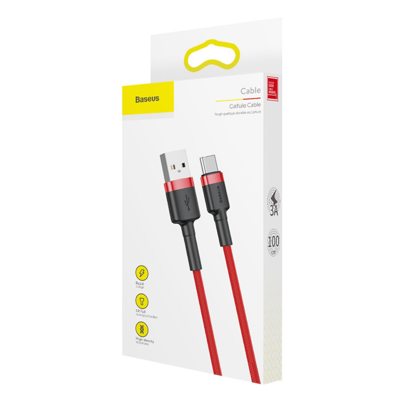 Заказать Дата кабель Baseus Cafule Type-C Cable 3A (0.5m) (CATKLF-A) (Красный) на vchehle.ua