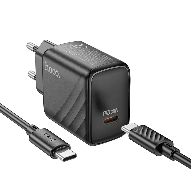 Фото МЗП Hoco CS22A Value PD30W (1USB-C) + кабель Type-C to Type-C (Black) на vchehle.ua