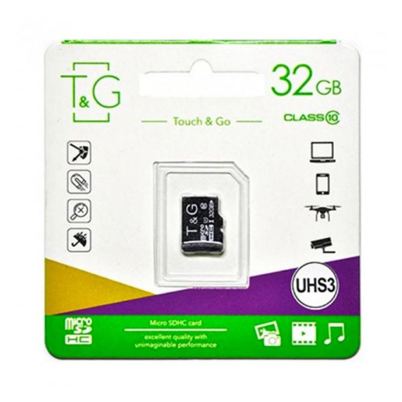 

Карта пам'яті T&G microSDHC 32 GB class 10 (без адаптера) (Чорний) 1212767