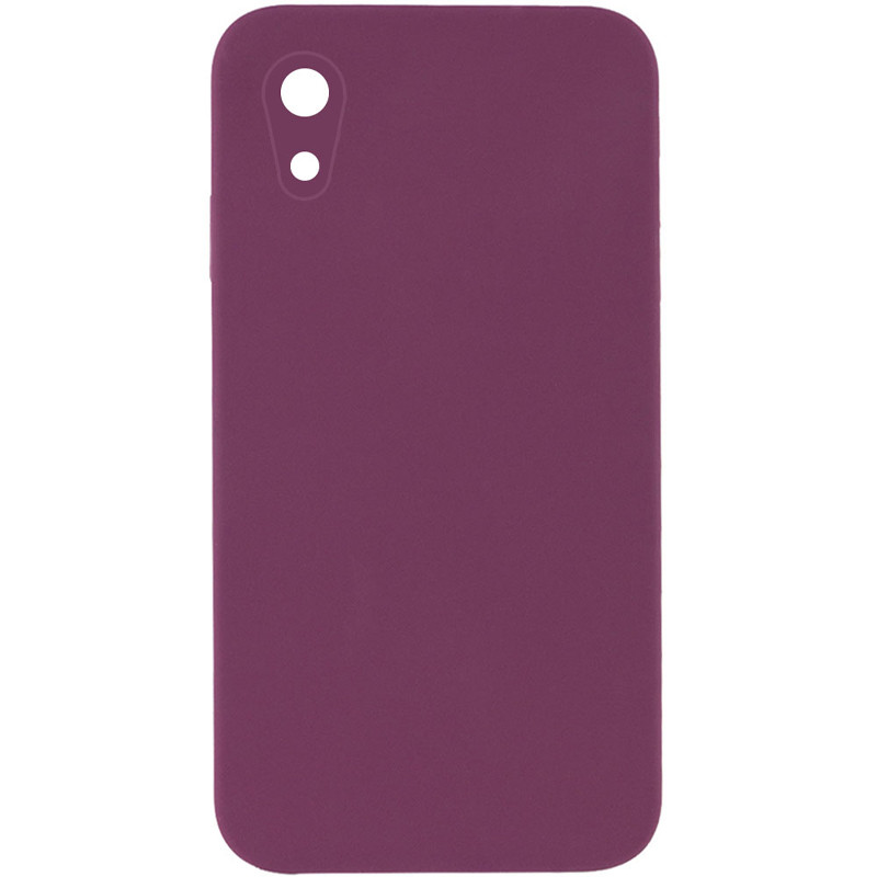 Silicone Case Square Full Camera Protective (AA) NOLOGO на Apple iPhone XR (6.1") (Бордовий / Maroon)