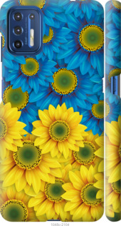 Чехол Жёлто-голубые цветы для Motorola G9 Plus