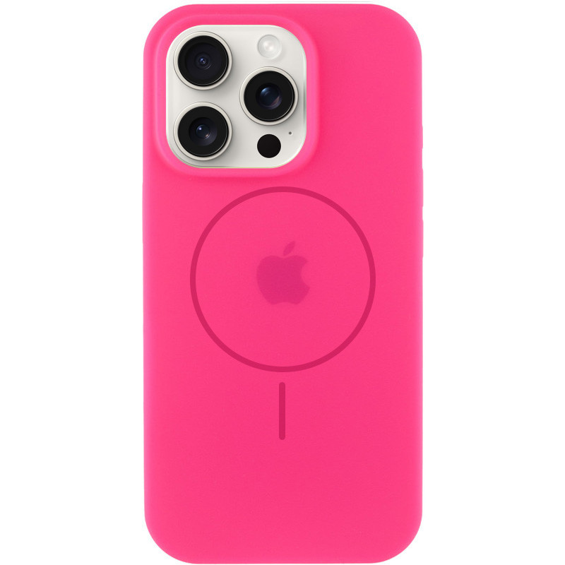 Чехол Silicone Case Full Protective (AA) with Magnetic Safe для Apple iPhone 14 Pro (6.1") (Розовый / Barbie pink)