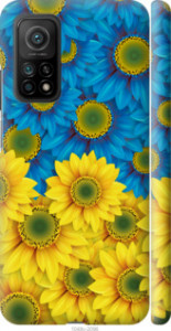Чехол Жёлто-голубые цветы для Xiaomi Mi 10T