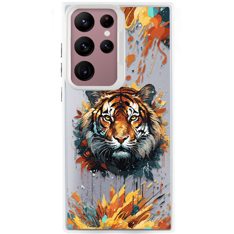 TPU+PC чохол TakiTaki Magic glow на Samsung Galaxy S21 Ultra (Tiger / White)