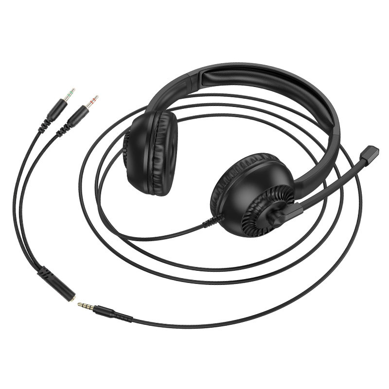 Купить Накладные наушники Hoco W112 Pures (3.5mm/1.8m) (Black) на vchehle.ua