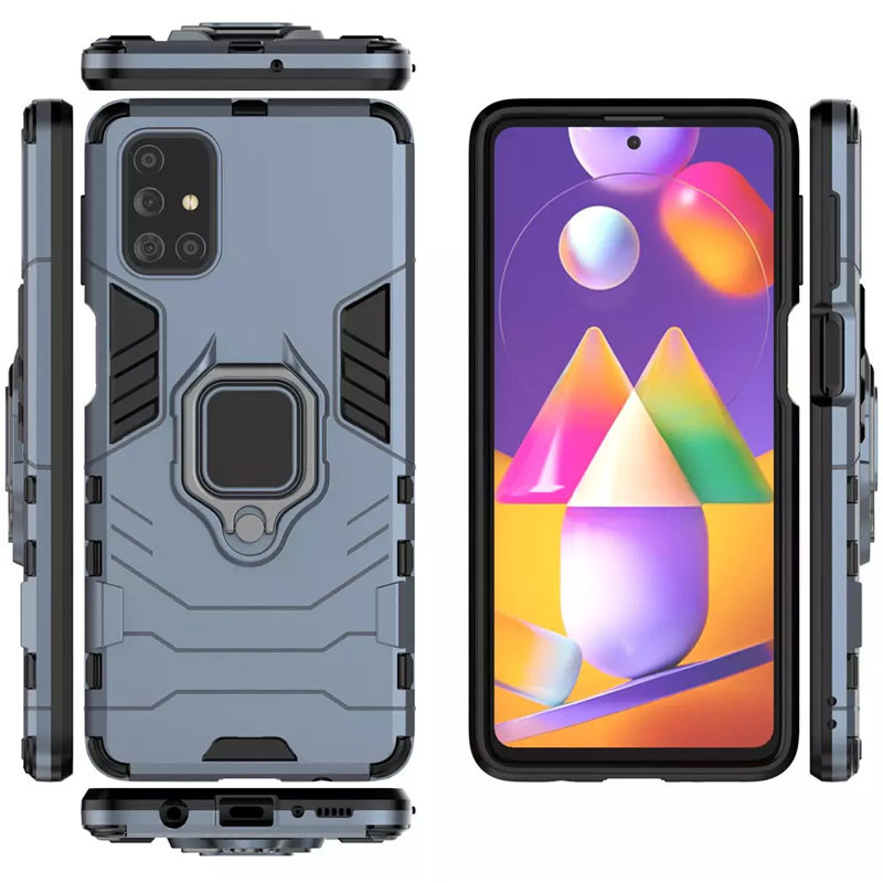 Фото Ударостійкий чохол Transformer Ring for Magnet на Samsung Galaxy M31s (Сірий / Metal slate) на vchehle.ua