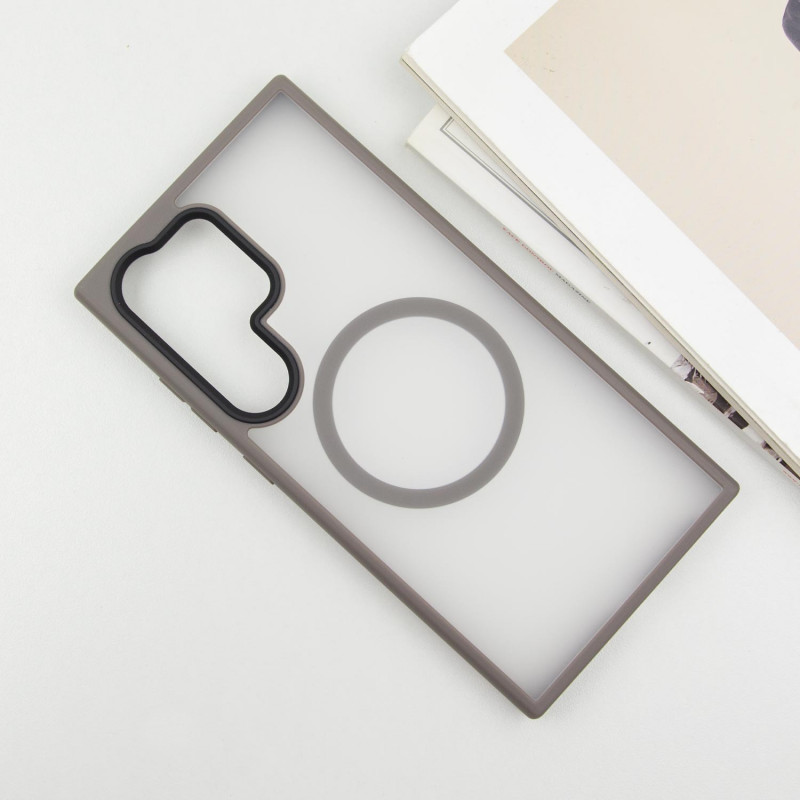 Фото TPU+PC чохол Metal Buttons with Magnetic Safe Colorful на Samsung Galaxy S25 Ultra (Сірий / Grey) на vchehle.ua