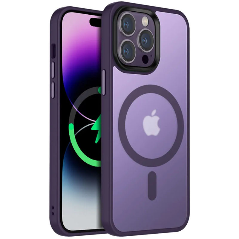 TPU+PC чехол Metal Buttons with  Magnetic Safe Colorful для Apple iPhone 12 Pro / 12 (6.1") (Темно-фиолетовый)