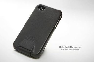 Кожаный чехол SGP illuzion (чёрный) для Apple iPhone 4/4S
