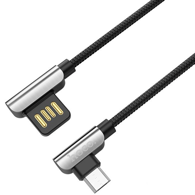 Фото Дата кабель Hoco U42 Exquisite Steel USB to Micro USB (1.2m) (Чорний) на vchehle.ua