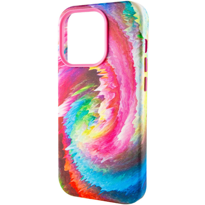 Фото Шкіряний чохол Colour Splash with Magnetic Safe на Apple iPhone 14 Pro Max (6.7") (Pink / Blue) в маназині vchehle.ua