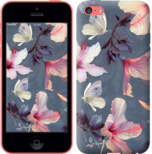 Чехол Нарисованные цветы для iPhone 5c