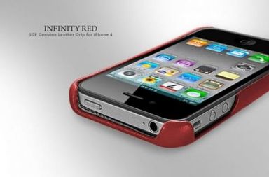 Фото Кожаная накладка SGP (4 цвета) для iPhone 4 (красный) в магазине vchehle.ua