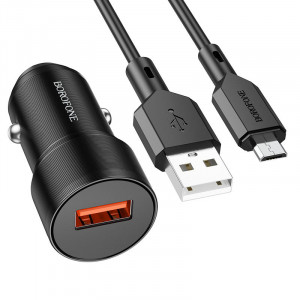 АЗУ Borofone BZ19A Wishdom QC3.0 (1USB-A) + кабель USB to MicroUSB