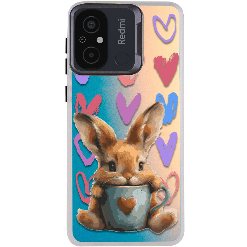 TPU+PC чехол TakiTaki Love magic glow для Xiaomi Redmi 12C (Sweet rabbit / Pink / Purple)