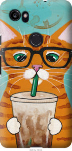 Чехол Зеленоглазый кот в очках для Google PixeL 2 XL
