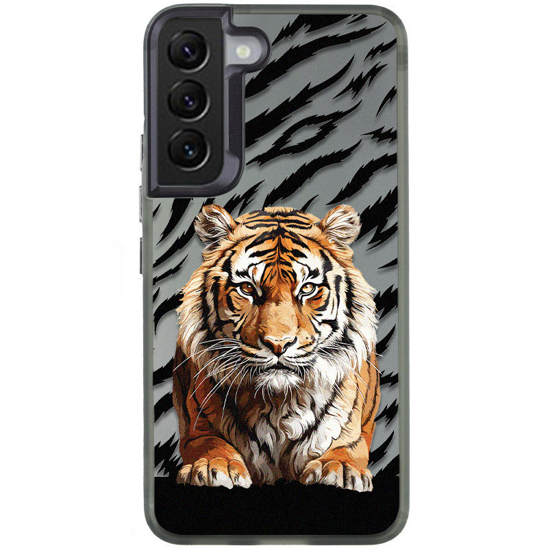 TPU+PC чехол TakiTaki Magic glow для Samsung Galaxy S22+ (Tiger on the ground / Black)