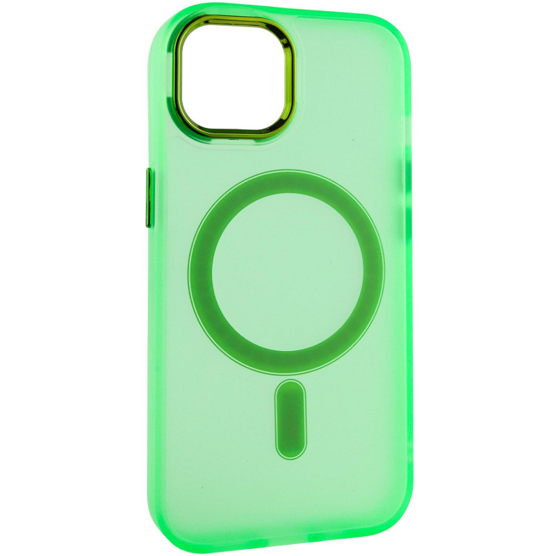 Фото Чохол TPU+PC Lily with Magnetic safe на Apple iPhone 15 (6.1") (Neon Green) на vchehle.ua