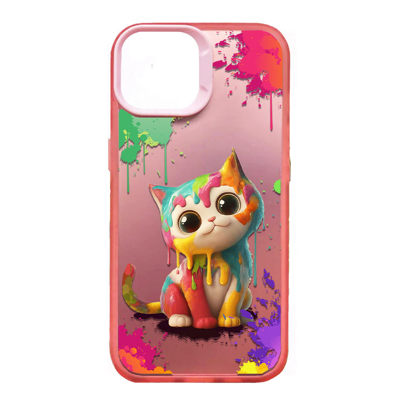 TPU+PC чохол TakiTaki Graffiti magic glow на Apple iPhone 13 Pro (6.1") (Colorful cat / Pink)